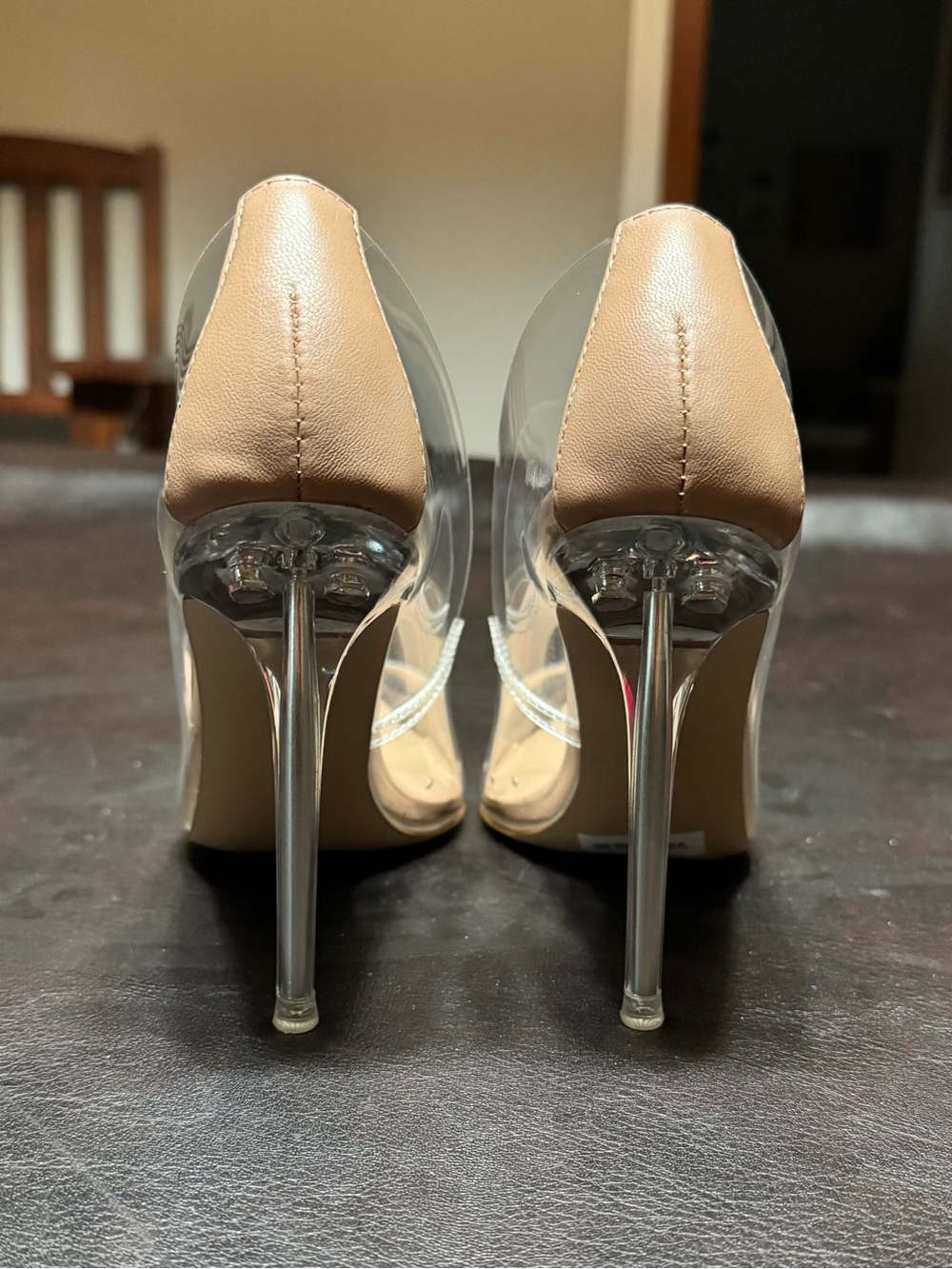 Steve Madden Nude and Clear Stiletto Heels